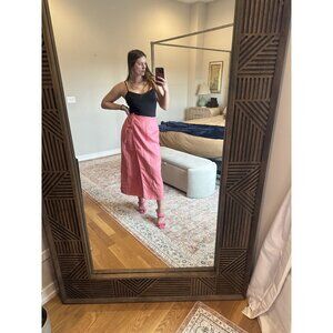 Edward Pink 100% Linen Wrap Skirt Size Large Summer